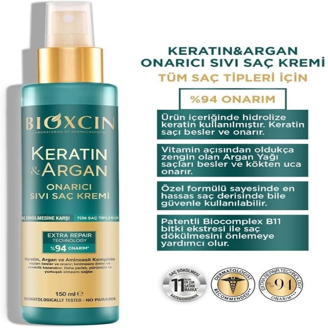 Bioxcin Keratin & Argan Onarıcı Sıvı Saç Kremi 150 ml